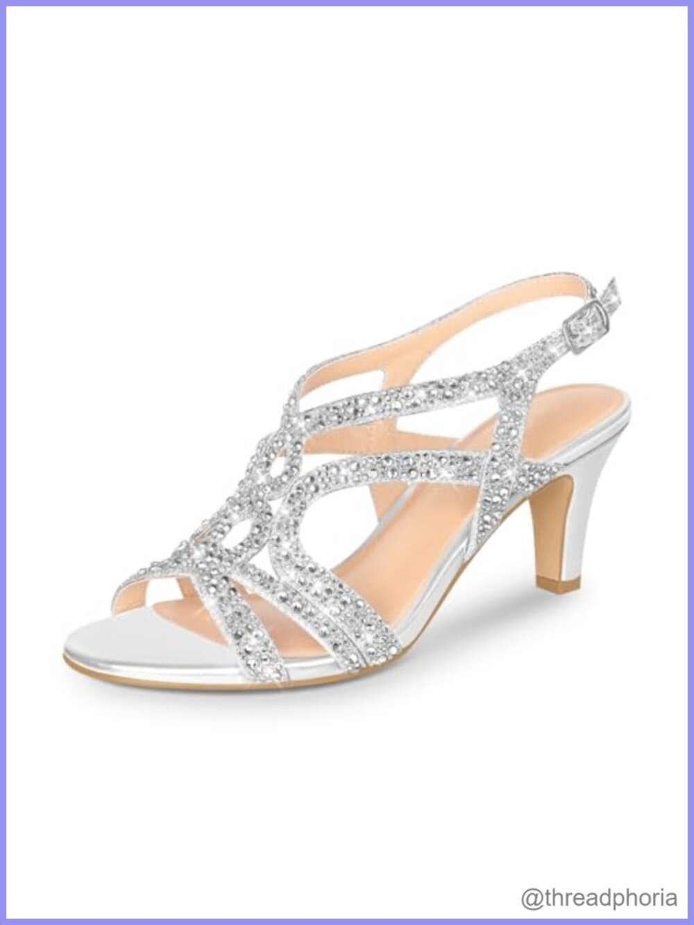 Amelia Heels Sandals Sparkle Crystal Open Toe Slingback High Heel Pumps for